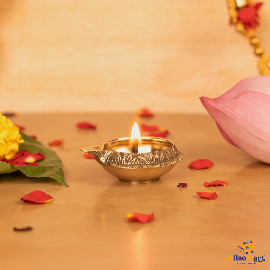 Pure Brass Kuber Diya - Small Puja Oil Lamp