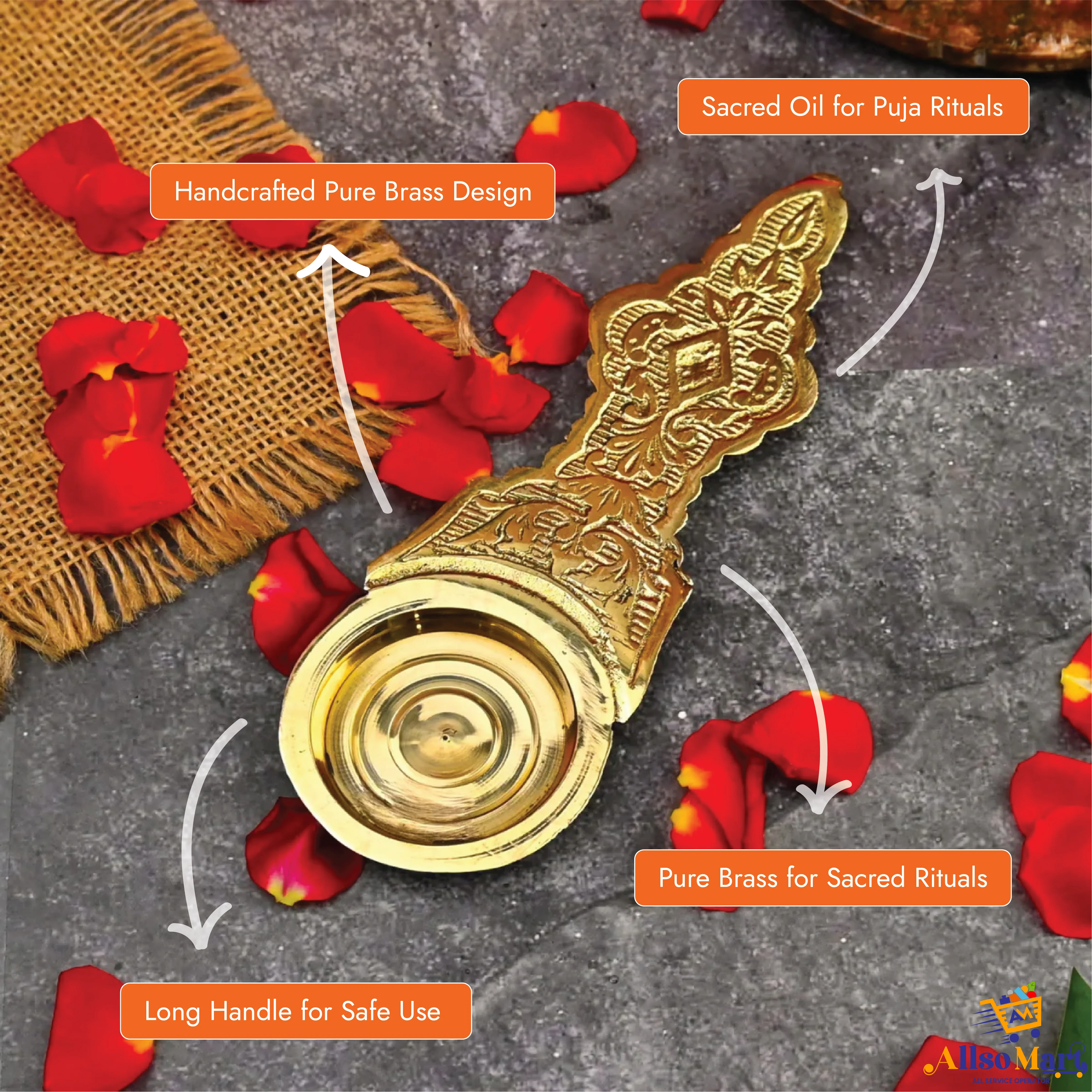 Pure Brass Camphor Spoon