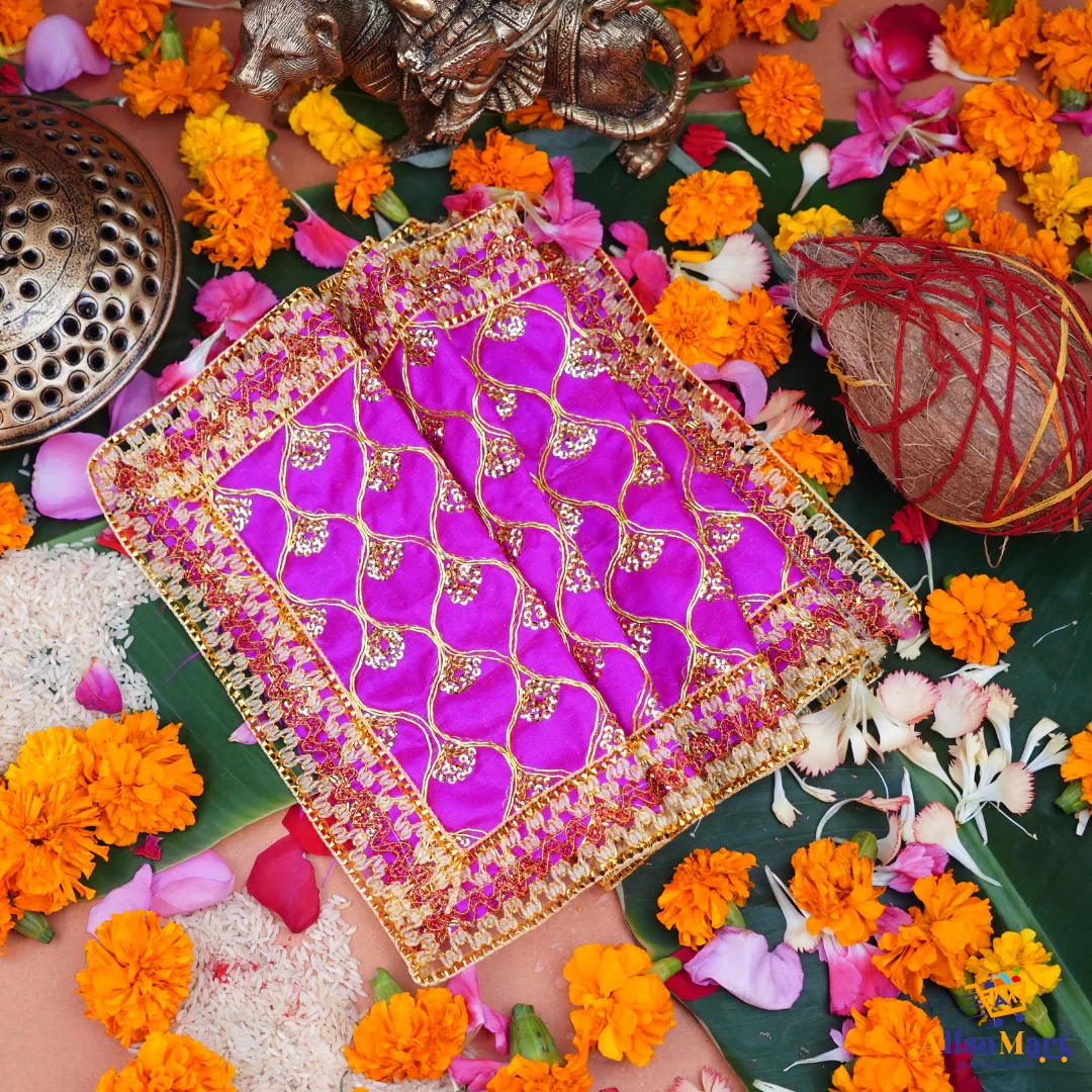 Premium Pink Mata Chunri – Hot Pink & Golden (26″ × 10″)